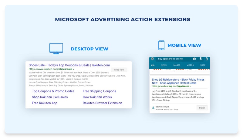 Microsoft Advertising Action Extensions